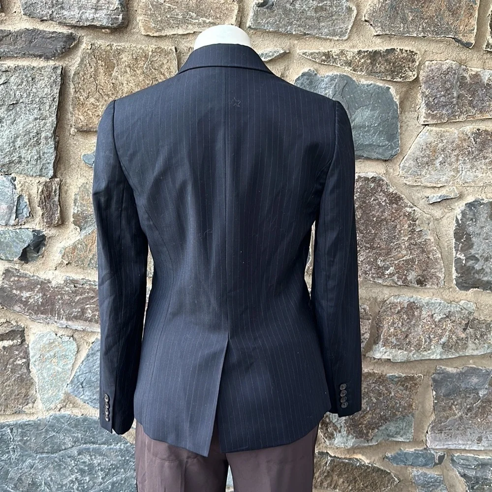 J. Crew Wool Notch Collar Two Button Blazer in Navy Pin Stripe Size 4